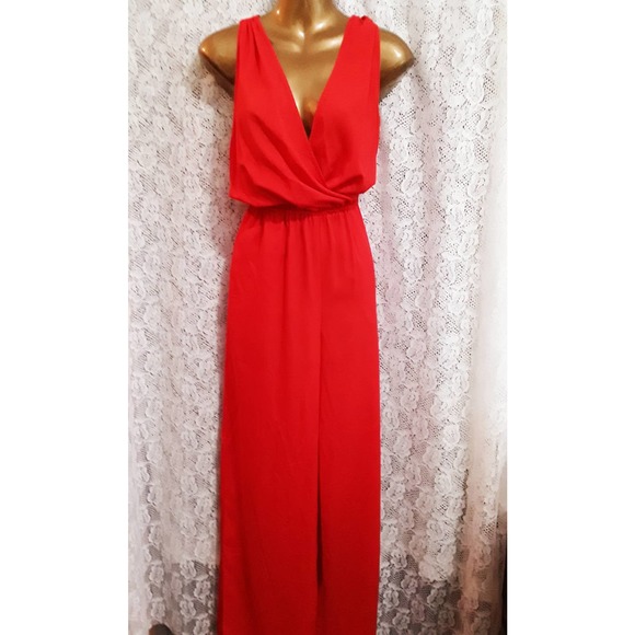 NWT bebe Sz 8 Open Back Bright Orange/Red Jumpsuit Romper - Picture 12 of 12